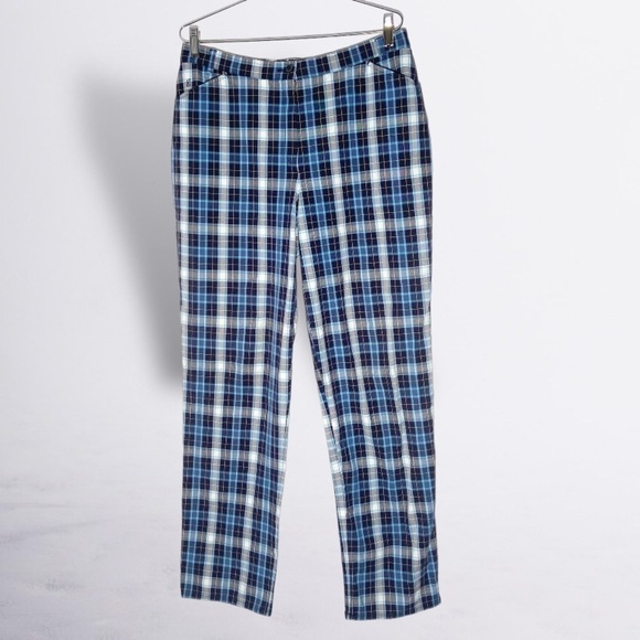 Gardeur Men's Blue Plaid Slim-Line Trousers Size 32 - Picture 1 of 4